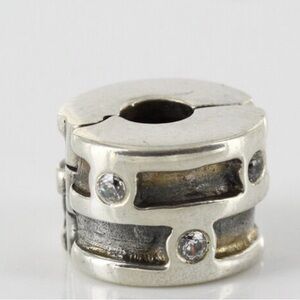 Pandora sterling silver and clear CZ clip. Retired.